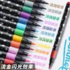 Nuevo bolígrafo de purpurina de punta fina, marcador acrílico multicolor de una sola punta para pintar, colorear infantil, journaling, pincel fluorescente de punta suave