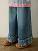 Wulibu 2026 Estilo Nuevo Primavera y Otoño Jeans de Pierna Recta para Niñas Moda Sueltos Pantalones Largos Casuales Estilo Coreano Tendencia