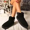 Botas Femininas Casuais Espessas de Pelúcia Europeias e Americanas Cruzadas Diárias Patchwork Pelúcia por Dentro Botas de Neve CN Atacado Tamanho Plus