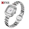 Reloj de Mujer Oufani, Reloj Cuadrado Pequeño Iridiscente de Nácar de Lujo Ligero, Resistente al Agua, Estilo Minimalista Francés, Popular en Transmisiones en Vivo, Reloj de Cuarzo