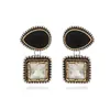 Pendientes de Aleación Geométricos de Vidrio para Estilo de Lujo Exagerado Accesible Pendientes Geométricos Retro de Alta Gama Transfronterizos para Mujer