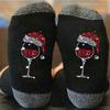 Calcetines de algodón de otoño e invierno para hombre y mujer, calcetines navideños de copa de vino tinto de color contrastante, calcetines casuales con borde cruzado, calcetines deportivos absorbentes del sudor.