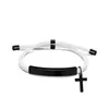 Pulsera Personalizada Publicidad Transfronteriza Logo Personalizado Multicolor Cruz Regalo Navideño Pulsera Trenzada Grabada de Acero de Titanio