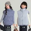 Pudding Haru Ropa de Invierno para Niñas Chaleco Reversible 2025 Nueva Chaqueta de Plumas con Cuello Alto a Cuadros para Niños Top Cálido