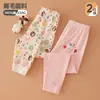 Pantalones de otoño 100% algodón para niñas, pantalones térmicos infantiles cepillados sin costuras Clase A, leggings interiores, pantalones térmicos de algodón para bebé de otoño