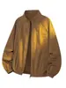 Jaqueta bomber curta desconstruída estilo americano, nova coleção de outono, jaqueta baseball para homens, corte solto, plus size, gola alta