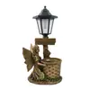 Adorno Decorativo de Jardín de Resina Cruz Pequeño Ángel Estatua Manualidad Luz Solar Exterior Patio Paisajismo Luz de Atmósfera