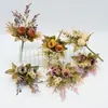 Buquê de Flores Artificiais Rosa Kit de Materiais DIY Caixa de Flores com Flores Rosa Névoa de Outono Flores Amarradas à Mão Flores para Decoração de Salão de Casamento