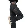 Jeans Retrô de Cintura Alta Wide Leg para Primavera e Outono Design Feminino Estilo Americano High Street Estilo de Hong Kong Vintage Calças Retas Versáteis