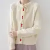 Suéter Morado de Manga Larga Otoño/Invierno 2026 para Mujer, Cárdigan de Punto Holgado para Superponer, Ropa Exterior con Botones, Blusa Suave con Lazo