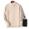 Suéter de Lana de Cuello Redondo Otoño e Invierno para Hombre Suéter Retro de Rombo Engrosado Holgado Talla Grande Suéter de Lana para Hombre Camiseta de Punto Básica