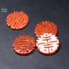 23mm Red Jade oco dupla felicidade pingente DIY brincos de noiva antigos acessórios de carcela de pressão