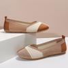 Talla grande Comercio Exterior Tejido Volador Combinación de Colores Punta Redonda Zapatos Casuales Planos para Mujer Transpirables Boca Baja Nuevos Zapatos Cruzados Tipo Guisante en stock