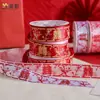 Sombra de Flor 3.8cm Volando Juntos Cinta con Carácter Doble Felicidad Ramo de Cintas Caja de Regalo Dulces de Boda Lazo Rojo Cinta de Satén con Carácter Doble Felicidad