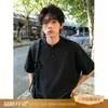 Camiseta de hombre estilo americano tie-dye a cuadros con cuello henley de manga corta, verano 2026, casual de alta gama, corte holgado, manga media
