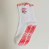 Calcetines de Yoga para Mujer de Media Pantorrilla con Pegamento Antideslizante Encaje de Hongo Bordado de Cereza Calcetines Profesionales para Entrenamiento Correr Pilates
