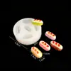 Mini Juguete de Comida Brocheta Pequeña de Fresa Maíz Brocheta de Fruta Hamburguesa Fondant Arcilla Pegamento Pinza Molde de Silicona