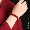 Pulsera de Arena Dorada Púrpura de Cinabrio Crudo Natural con Alto Contenido de Piedra Cruda, Pulsera de las Doce Deidades Guardianas del Zodiaco, Venta al por Mayor de Cuentas de la Fortuna