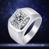 Anillo Dominante de Diamante de Cuatro Lados Grueso de 2 Quilates Imitación Moissanita Platino Pt950 Boda Anillo para Hombre Modelo de Lujo
