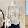 Suéter de punto liso color avena, manga murciélago, estilo minimalista francés para mujer, nueva colección otoño 2026, top moderno y versátil