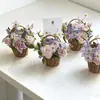 Cesta pequeña de flores para el Día del Maestro, cesta de arreglo de flores frescas, cesta tejida a mano, linda cesta de flores portátil para plantas suculentas, venta al por mayor
