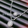 Agata Calcedônia Gelo Transparente Natural Ovo de Pombo Ovalado Pingente Elegante Full Diamond Anel de Moda Conjunto de Duas Peças