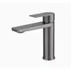 Directo del fabricante: Grifo de acero inoxidable, color gris plomo, para agua caliente y fría, para lavabos de baño y lavamanos