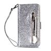 Funda protectora con cremallera para Huawei P20 LITE 2019 Y6Y7, funda de piel con purpurina y polvo brillante.