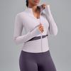 Jaqueta de Yoga com Combinação de Cores Transfronteiriça Top Esportivo Nude Gola Alta Roupa de Fitness Feminina Respirável