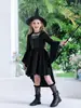 Disfraz infantil de Halloween, atuendo de actuación, disfraz de bruja para niña, disfraz de bruja a juego para padres e hijos, bruja con escoba, vestido de elfo del bosque, disfraz de bruja