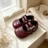 Zapatos Mary Jane de Cuero para Niñas 2026 Primavera y Otoño Nueva Versión Coreana Retro Punta Redonda Niña Pequeña Bebé Versátiles Zapatos de Princesa