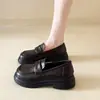 Mocasines de Suela Gruesa con Tacón Grueso para Primavera/Otoño 2026 Zapatos Individuales Retro Estilo Nuevo Estilo Británico Zapatos Pequeños de Cuero Estilo Universitario