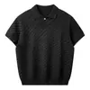 Camiseta de punto de manga corta para hombre modelo 2026, camiseta de punto texturizada estilo americano de manga corta, polo para hombre con cuello camisero estilo old money