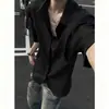 Camisa de Manga Corta Estilo Old Money para Hombre Verano Delgada Diseño Desestructurado con Sentido de la Moda Chaqueta Transpirable con Protección Solar Negro