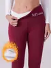 Pantalones de Amazon europeos y americanos de cintura alta con control de abdomen y levantamiento de glúteos con diseño de cintura elástica, adecuados para pantalones casuales de yoga con forro polar de invierno.