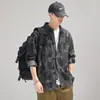 Camisa de Trabajo Retro de Peso Pesado Estilo Americano para Hombre, de Manga Larga, Nuevo Modelo Primavera y Otoño 2026, Marca de Moda, Camisa de Cuadros Tejidos de Color