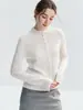 Kangsai Ni ~ Cardigan 100% Caxemira Pura Feminino Gola Meia-Alta Botões Malha Suéter Versátil Casaco Simples