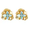 E14003 Brincos Frésia Design Nicho Luxo Leve Flores Pequenas Frescas Estilo Metal Simples Brincos Elegantes Ladylike