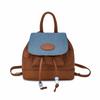 Mochila Estilo College Retrô para Mulheres 2025 Nova Mochila Tendência Color-Blocking Coreana Mini Bolsa Balde Versátil