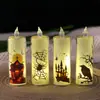 4 Piezas Transfronterizo Nuevo Halloween Luces de Vela Electrónicas Transparentes de Cristal LED Luz Nocturna de Ambiente Adornos para Portavelas Decorativos