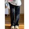 Jeans Negros de Pierna Recta para Mujer, Forrados de Polar para Invierno, Tallas Grandes, Figura de Pera, Sueltos, Adelgazantes, de Cintura Alta, Pantalones de Pierna Ancha