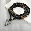 Collar Retro Religioso Personalizado No Magnético Transfronterizo Europeo y Americano Colgante de Piedra Natural con Cuentas Hecho a Mano Rosario