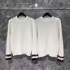 TIME BREATHE TB ropa de cuello redondo de lana otoño e invierno Nuevas mangas rojas y blancas cincha de lana para hombres y mujeres de manga larga de moda