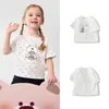 Balabala Roupas Infantis Camiseta de Manga Curta para Meninas Roupas Infantis Tops Algodão Puro 2025 Novas Roupas de Verão Ursinho Fofo