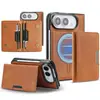 Adecuado para iPhone Duo: Funda de teléfono magnética 2 en 1 con ranuras para tarjetas, carga inalámbrica MagSafe y cubierta protectora de cuero