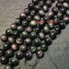 Cuentas redondas semiacabadas de obsidiana arcoíris de ojos naturales, accesorios al por mayor, tiras de piedra negra de doble cara