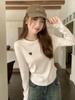 Camiseta de Manga Larga con Bordado de Corazón Burdeos y Cintura Fruncida para Mujer, Nuevo Estilo Otoño 2026, Cuello Redondo, Hombro Normal, Top de Capa Interior