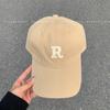 Gorra de Béisbol Suave con Letra R en Color Caramelo Versátil que Muestra la Cara Pareja Pequeña Estudiante Cabeza Grande Gorra de Béisbol Moderna