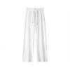 Pantalones Casuales de Verano para Hombre de Seda de Hielo Fina con Textura Plisada Tridimensional Plana de Fondo Blanco Pantalones Deportivos Rectos Kz044P50