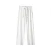 Pantalones Casuales de Verano para Hombre de Seda de Hielo Fina con Textura Plisada Tridimensional Plana de Fondo Blanco Pantalones Deportivos Rectos Kz044P50